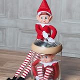 GLOW Naughty Little Xmas Elf Set of 2 Playful Elves with Soft Body Vinyl Face view 4