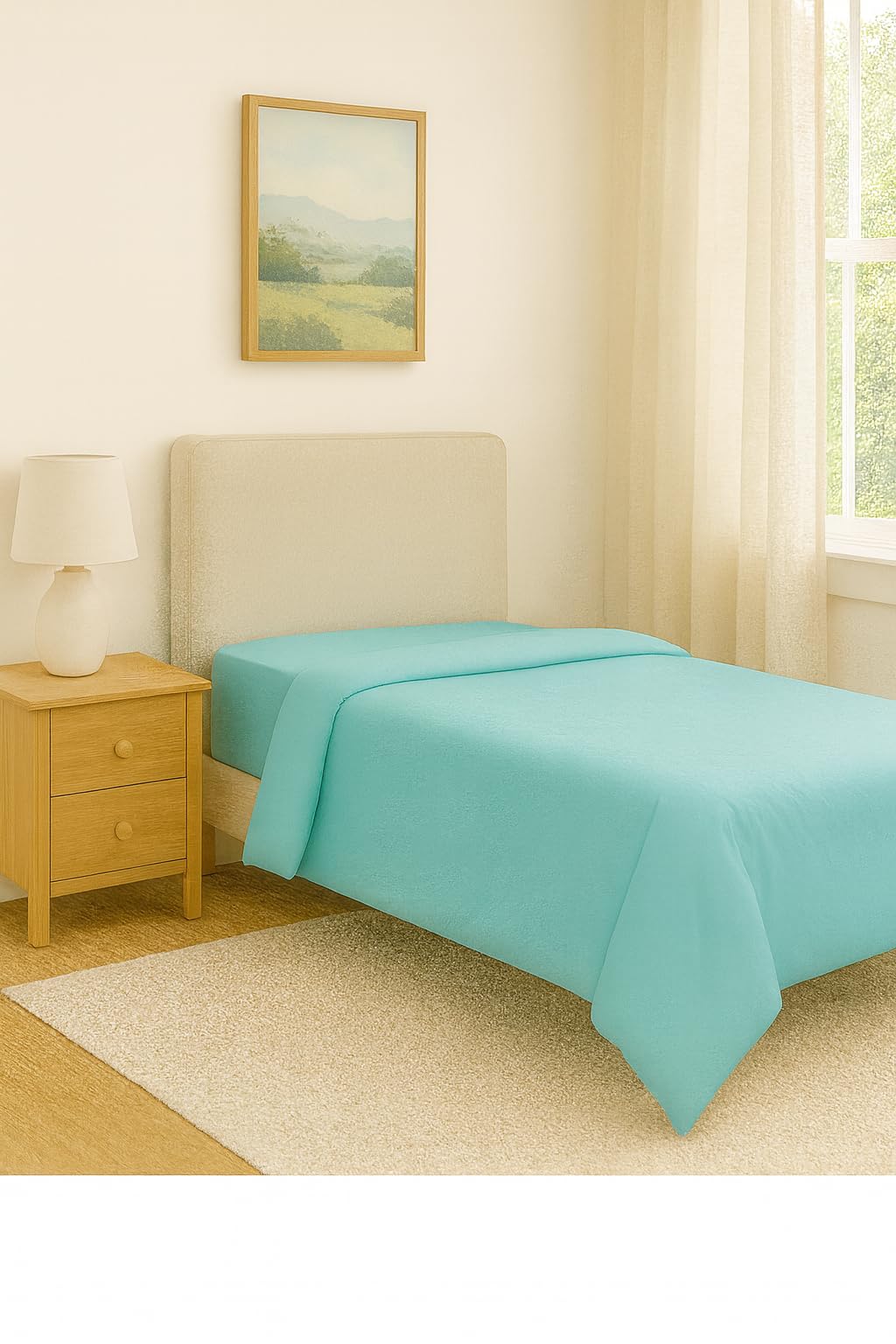 Flame Retardant Bed Linen Single Duvet Cover - Envelope End (Duck Egg), certified to BS7175 Ignition Source 5+7, also known as Crib 7 or FR Source 7.