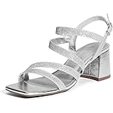 DREAM PAIRS Women's Strappy Chunky Heels Low Block Square Open Toe Sandals Dress Party Shoes