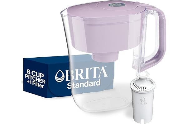 Brita Small 6 Cup Denali Water Filter Pitcher with 1 Brita Standard Filter, Made Without BPA, Misty Lilac