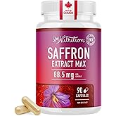 Saffron Extract Supplement 88.5mg | 90 Capsules | 100% Saffron Supplements for Men and Women | Powerful 3:1 Extract Ratio for