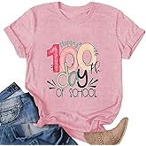 100th Day of School Shirt for Women Teacher Graphic T-Shirt Funny Teach Short Sleeve Tee Tops