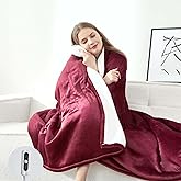 SNUGSUN Electric Heated Blanket Twin Size, Soft and Cozy Thickened Flannel and Sherpa Electric Blanket for Bed, Automatic Safety System 6 Heating Levels & 10 Hours Auto-Off, 62"x84" Garnet