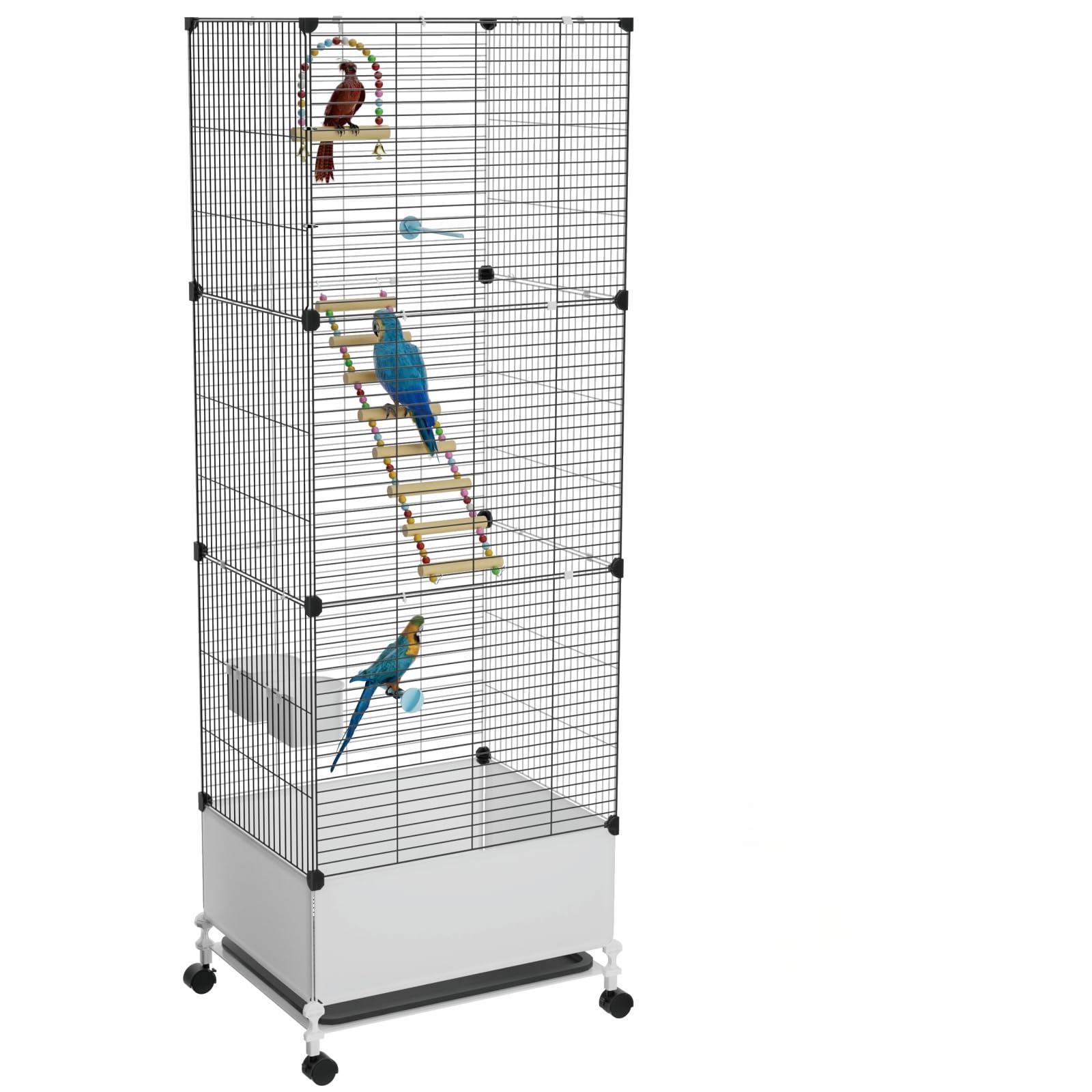 STILLCOVE Extra Large Bird Cage, Black Parakeet Cages with Rolling ...