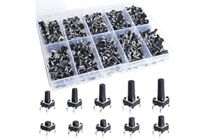 YOUFEN 206 Pcs Tactile Switch 4 Pins 6x6 mm 10 Values Miniature Micro Momentary Tact Push Button Switch Assortment Kit