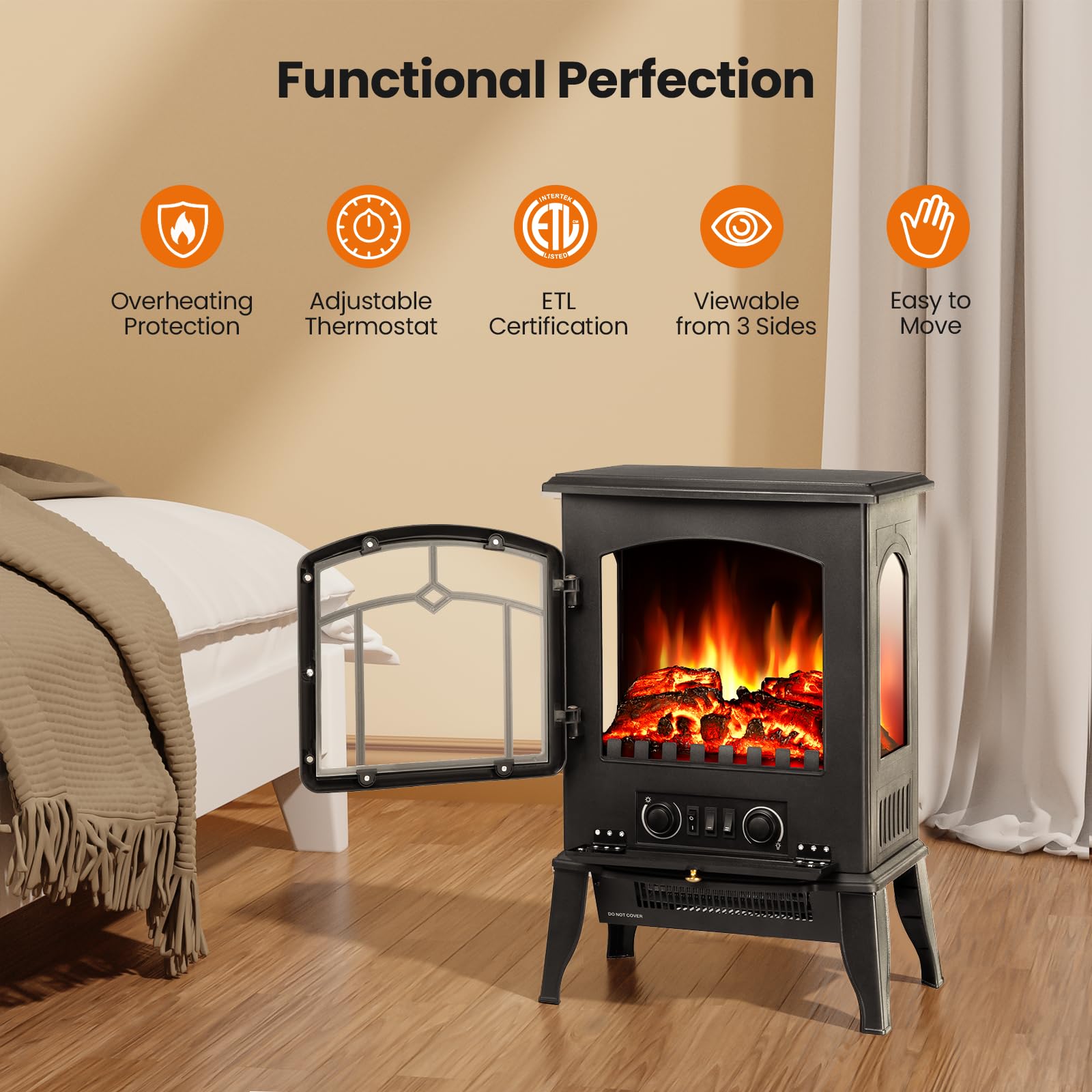Mua Kismile Electric Fireplace Stove,1500W Infrared Fireplace Heater