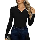 Zeagoo Womens 2026 Sweater Tops Long Sleeve V Neck Ribbed Knit Slim Fitted Casual Work Basic Shirts S-XXL