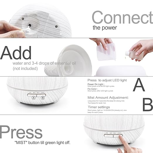 Amazon.com: Difusor de aceite esencial Asakuki de 13.5 fl oz ...