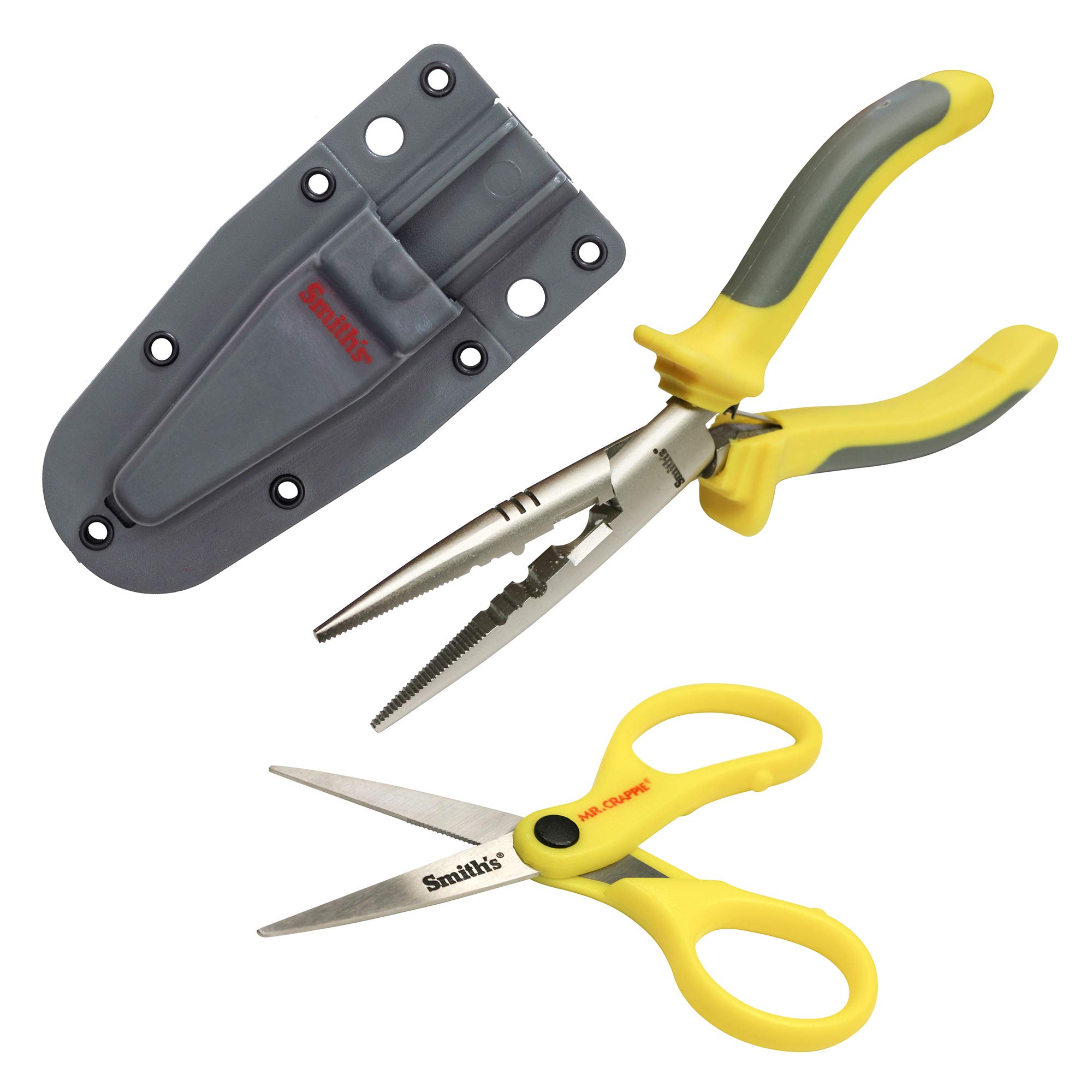 Smith’s Mr. Crappie 51297 Pliers - Scissors Fishing Combo - Pliers, Scissors - Sheath - Removable Belt Clip - Durable Stainless Steel - Fishing Tool Kit - Gift