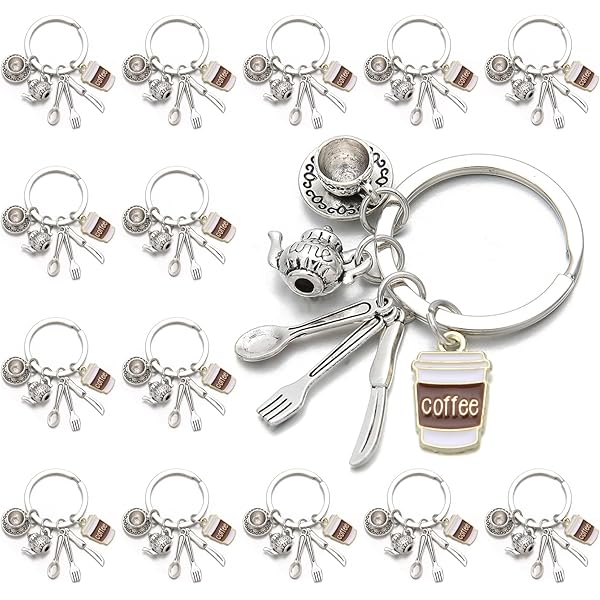 NEWEI Coffee Machine Keychain - Gold Plated Stainless Steel Cute Keyring Charm - View #6