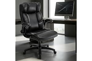 Big and Tall Office Chair 500LBS Executive Heavy Duty Desk Chair for Large People, PU Leather Computer Gaming Chair with Flip