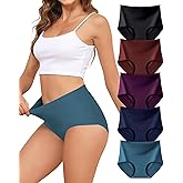 Oegho Seamless Underwear for Women High Waisted No Show Panties Full Coverage Briefs Invisible Soft 5 Pack S-XXL