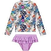 upandfast Girls Rash Guard Set Long Sleeve Two Piece Swimsuit with UPF 50+ Sun Protection for Girls 3-8 Years