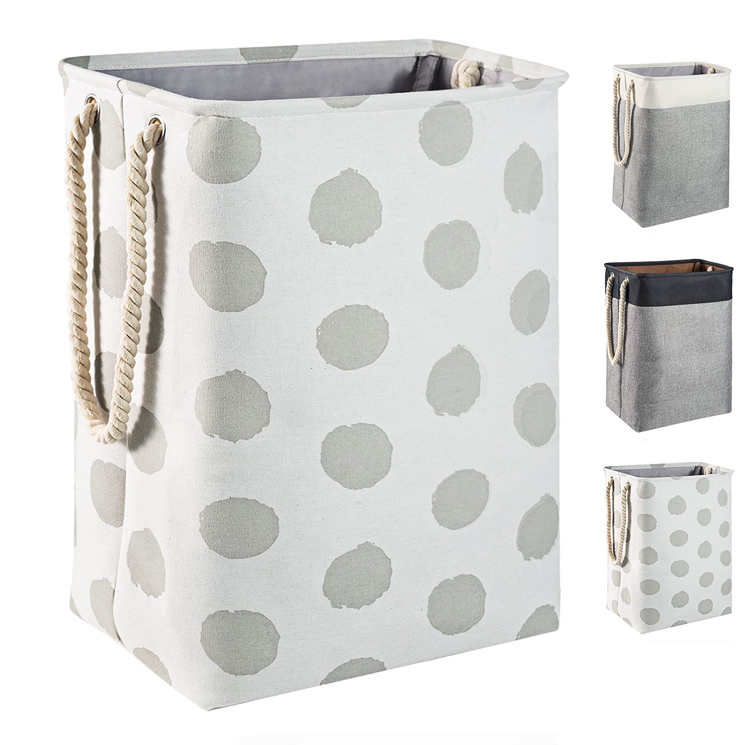 BrilliantJo Large upgrade Laundry Baskets 78L, Collapsible Linen Laundry Hamper Washing Basket with Handles, Laundry bin suitable for Bedrooms Laundry Room, Bathroom, 60H x 42Lx 31W cm, Dots — image 1