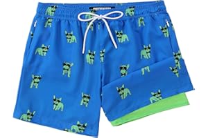 CoozySphere Boys Swim Trunks with Compression Liner 5T-16 Swimming Shorts Quick Dry Bathing Suit
