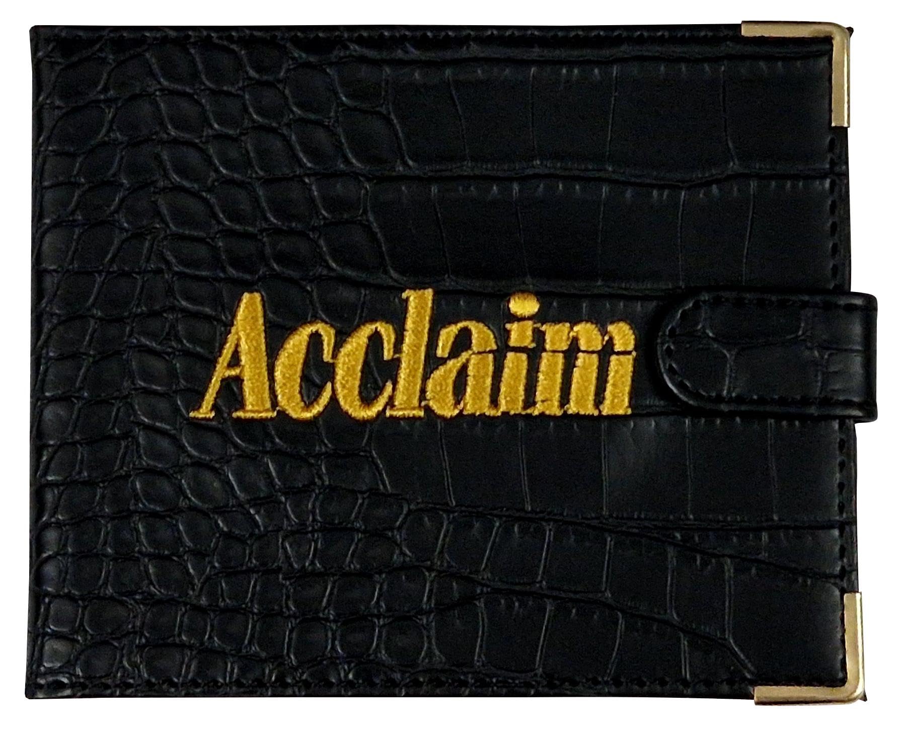 Acclaim Folding Wallet Style Lawn Bowls Bowling Scorecard Holder Synthetic Texture Effect Press Stud Closure 12.5 cm x 10 cm Closed (Black)