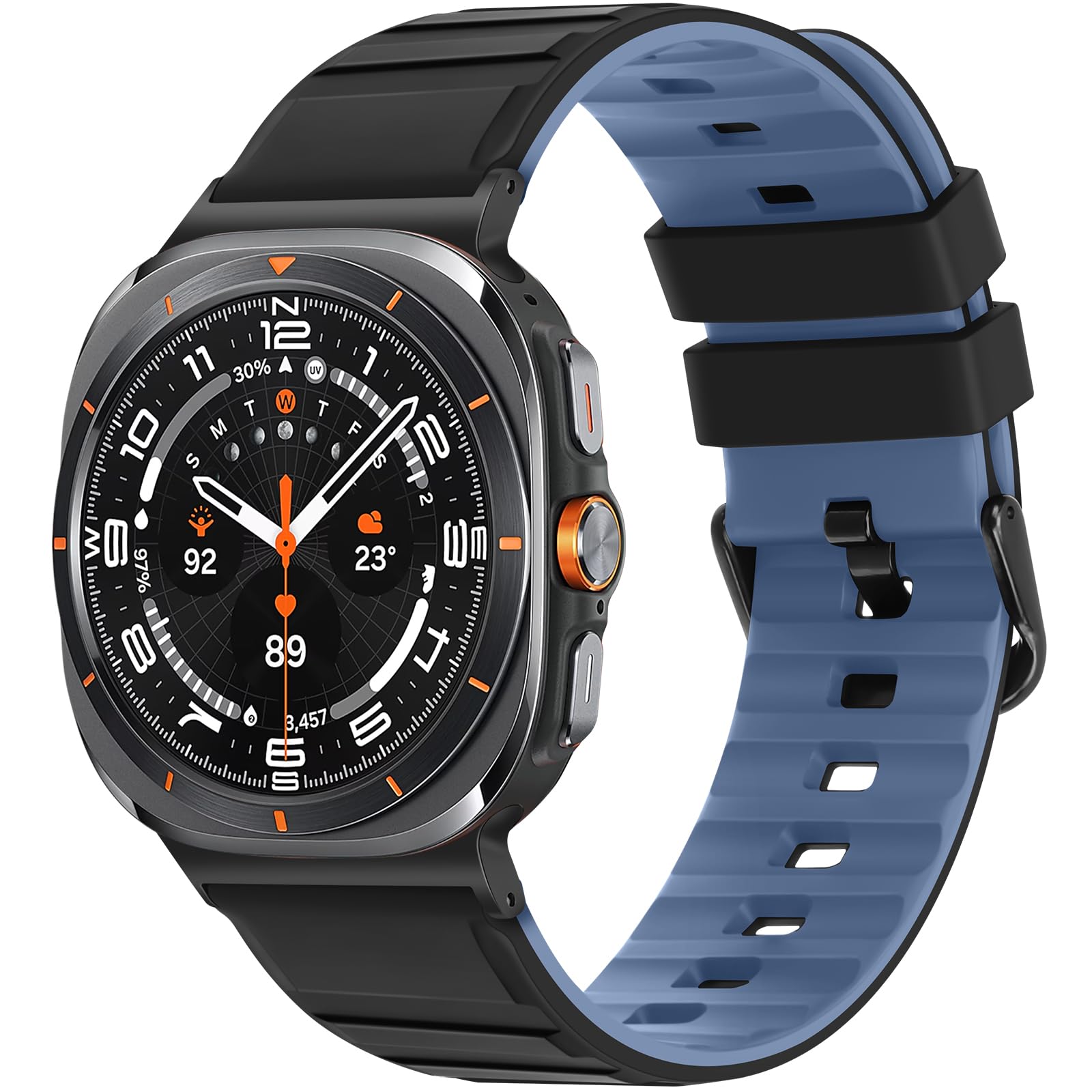 Tasikar No Gap Bands Compatible with Samsung Galaxy Watch Ultra 47mm (2025/2024) Soft Silicone Sport Strap for Galaxy Watch Ultra 47mm (2025/2024) Women Men, Black Blue