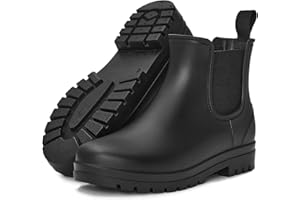 planone Orthopedic Wide Width Short Rain Boots Women Fashion Waterproof Chelsea Boots for Women Outdoor Garden Shoes Ankle Muck Boots for Ladies Non Slip Work Shoes Rubber Boots with Comfort Insole