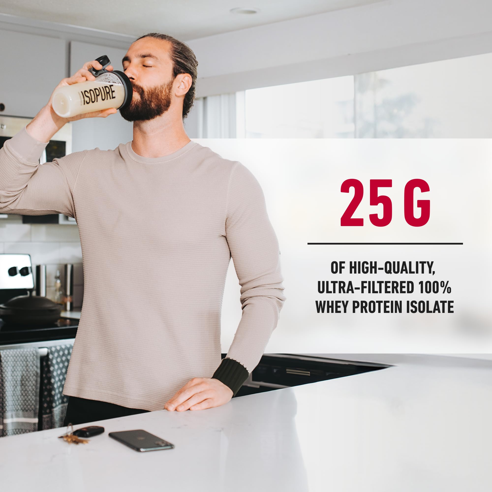 Isopure Zero Carb 100% Pure Whey Isolate Protein Powder, Lactose Free, Gluten Free, With Vitamins, Strawberries & Cream, 25g Protein Per Serving, 3 Lbs, 44 Servings (Packaging May Vary)