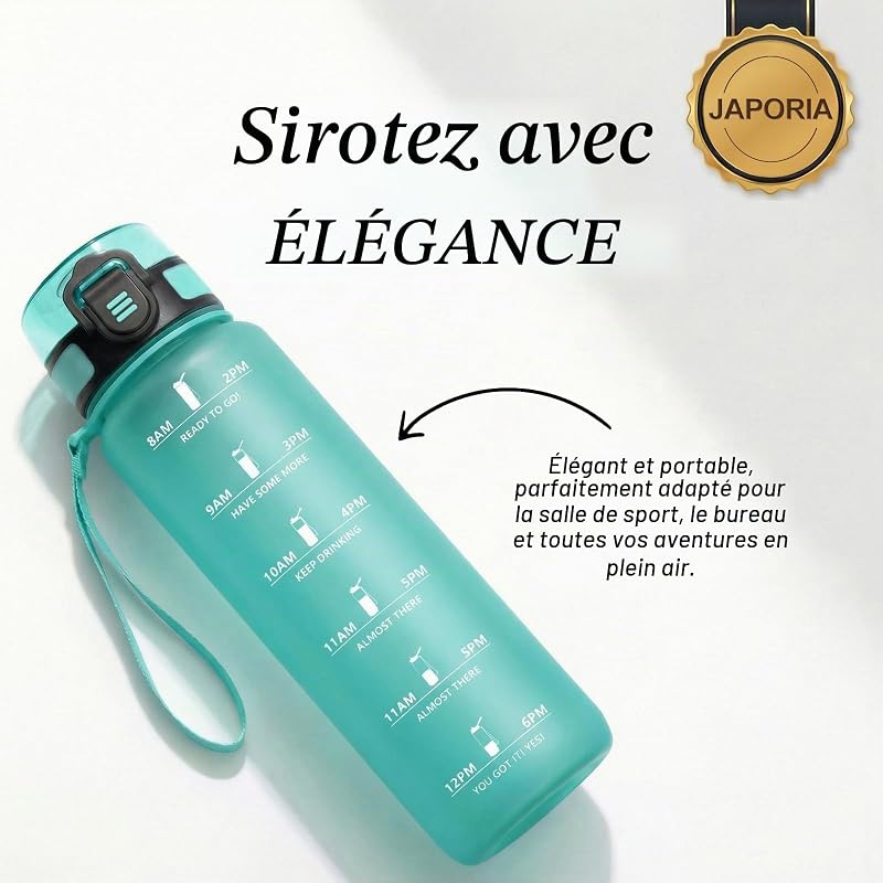 Gourde 500ml, Bouteille Motivation avec Filtre, Bouteille d'eau Anti Fuite, Réutilisable, pour l'École, Bureau, Extérieur, Fitness