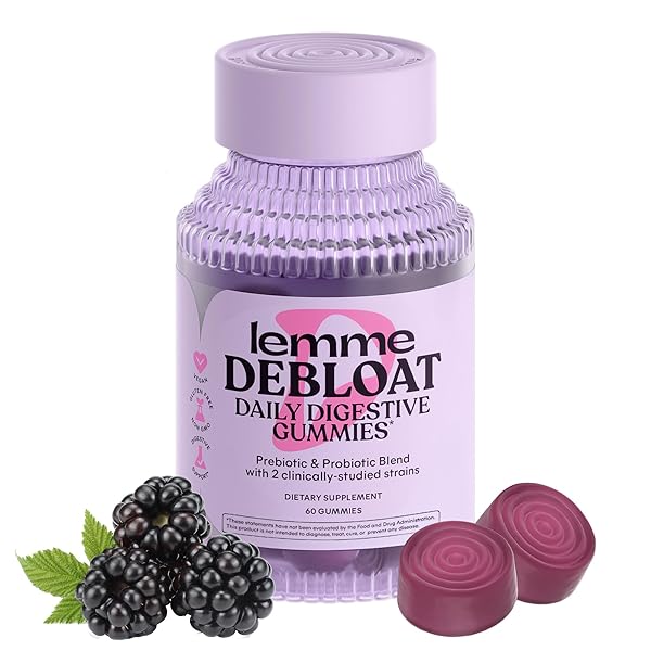 LEMME DEBLOAT – DIGESTIVE & GUT HEALTH GUMMIES WITH 2 CLINICALLY STUDIED PROBIOTICS & PREBIOTIC, 3 BILLION CFUS – VEGETARIAN, GLUTEN FREE, NON GMO, BLACKBERRY FLAVOR (60 COUNT)