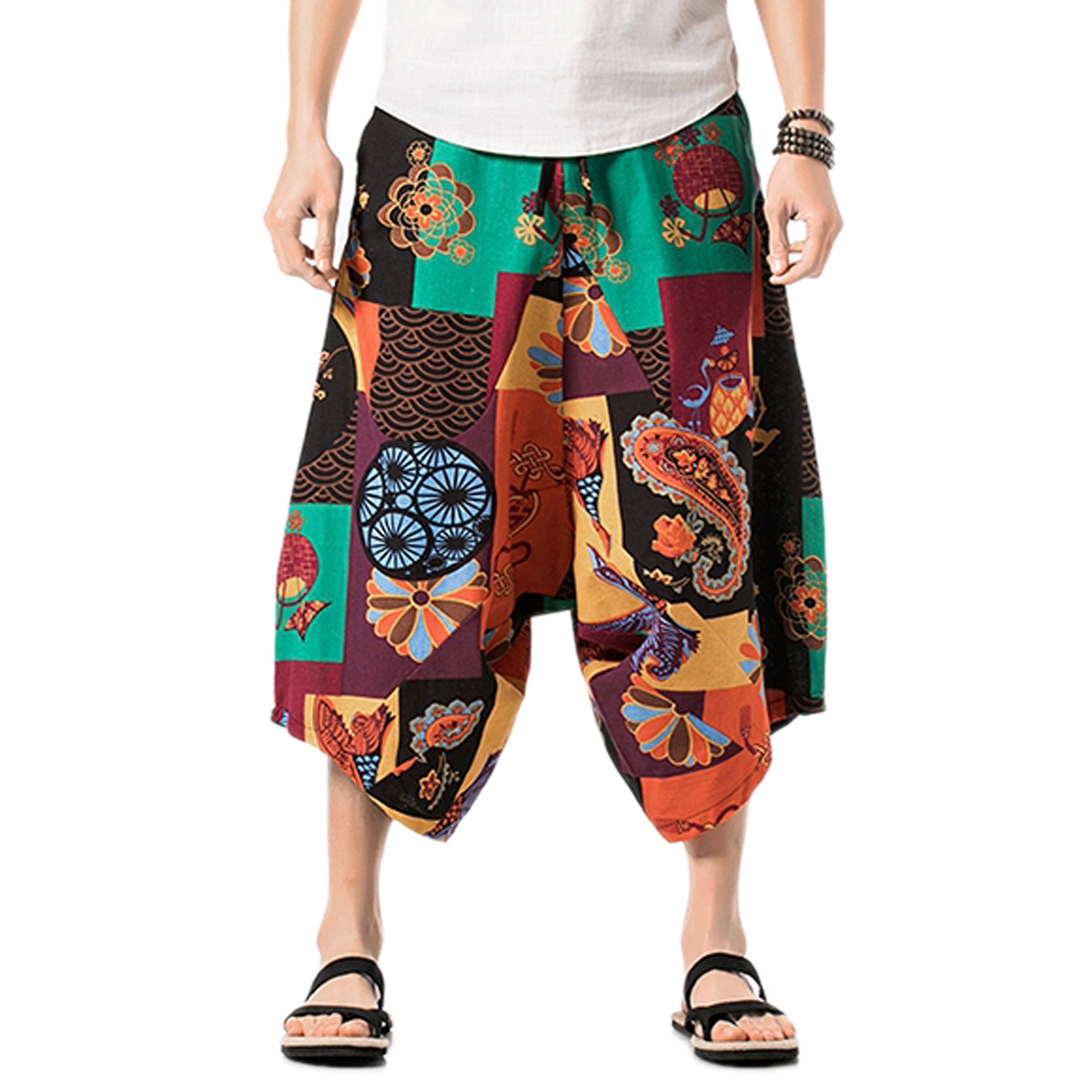 mokewen men's elastic waist drawstring jogger sport harem pants