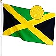 Jamaica Flag 3x5 Feet for Outside - Heavy Duty Nylon, Sewn Stripes, Fade Proof, Longest Lasting - Jamaican National Flag 3 X 5 FT with Brass Grommets Party Festival Indoor and Outdoor Decor