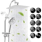 Hibbent High Pressue All Metal 10" Rainfall Shower Head, Handheld 10-Spray | cUPC Certified Chrome Dual Showerhead Combo, 4-way Diverter with Pause Mode, Brass Extension Arm, 71'' Shower Hose &amp; Holder