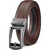 Founders & C Mens Ratchet Belt Leather Click 1 1/4" with Slide Buckle, Casual Dress Belt Adjustable