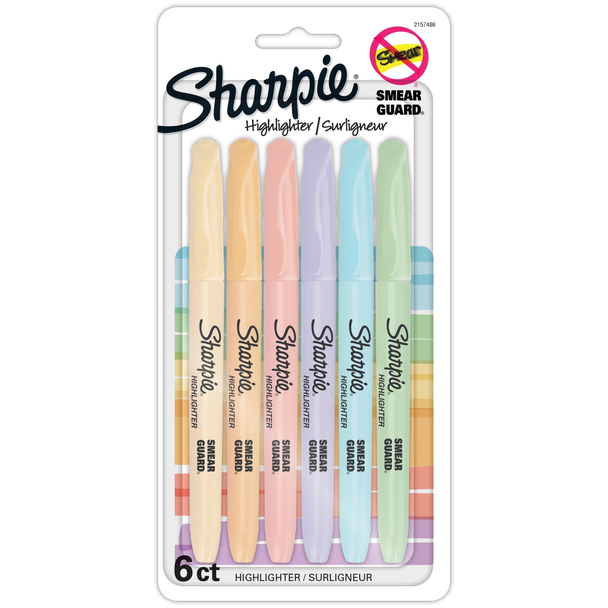 Photo 1 of Sharpie® Accent Pocket Highlighters, Chisel Tip, Assorted Barrels, Assorted Mild Pastel Ink, Pack of 6 Highlighters