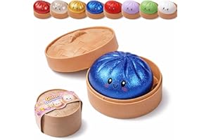 Dumpling Squishy, Squishy Dumpling Toy, Glitter Dumplings Squishiest Toy with Steamer Box, Stress & Anxiety Relief Toys for K