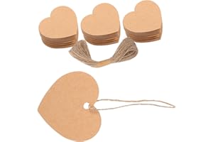 HORIALENCE Kraft Heart Shaped Paper Tags with String Blank Gift Wrapping Labels for Valentine's Day DIY Crafts