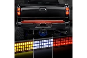 Amexmart 48"/49" Tailgate Light Bar Triple Row LED Tailgate Light Strip with Red Running Brake Lights White Reverse Amber Turn Signal Lights