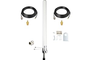 SIGNALPLUS Dual Mimo Outdoor Antenna-4G LTE WiFi Omni-Directional Antenna for Router Mobile Wireless Hotspot with 2pcs 10Meters Extension Cable SMA TS-9 Adapter