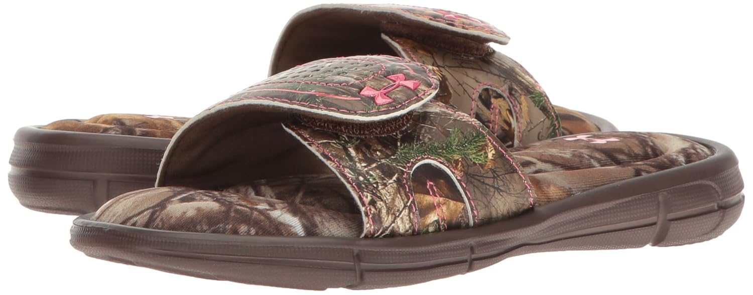 pink camo under armour slides