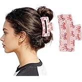 1Pcs Valentines Hair Clips Cute Hair Claw Clips Nonslip Strong Hold Design Bow Claw Clips 3.3in Valentines Hair Accessories Acrylic Large Hair Jaw Clip for Women Thick Thin Hairs Clamps Decoration