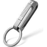 FEGVE TC4 Titanium Belt Key Clip, Belt Key Holder with Removable Key Ring | CNC Integrated Molding, Rustproof, Anti-Deform Spring