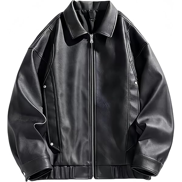 NATHGAM Faux Leather Jackets for Men Oversized Y2k Motorcycle