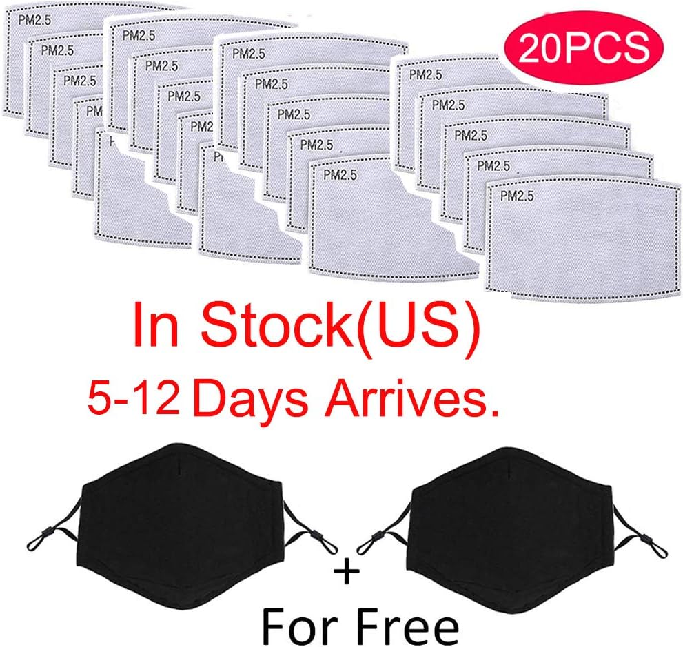 PM2.5 Activated Carbon Filter for Mask - 5 Layers Replaceable Protective Parts Filters for Air Filtration (20pcs+2black)