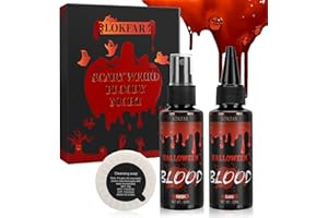 DATANSUN 4 IN 1 Fake Blood Kit，Fake Blood 1.69oz X2 + Spray Head+Dripping Head+Cleaning Soap【Washable】【Realistic Effect】【Skin Friendly】Professional Fake Blood Makeup Kit For Halloween/Cosplay，Fresh + Dark