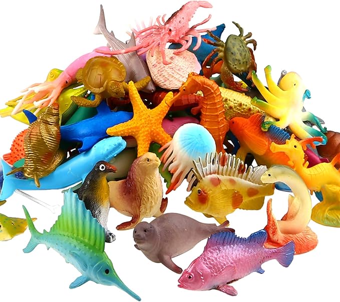 Funcorn Toys Ocean Sea Animal, 52 Pack Assorted Mini Vinyl Plastic