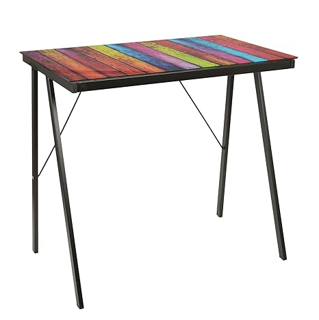 ts-ideen Schreibtisch Bürotisch Glastisch Computertisch mit Stripes Design Schwarz mit 6 mm Glasplatte