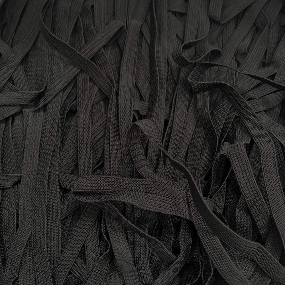 Face Covering Elastic Cord - Soft Flat Elastic Tape Perfect for Making Your Own Mask - Perfect Corded Elastic for DIY Masks, Dressmaking, Sewing - Black Elastic - 6mm Wide 5m Length