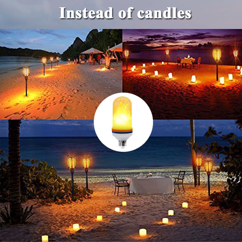 Romantic LED Flickering Simulation Flame Light Bulbs 3 Modes and Gyro Sensor,1500K True Fire Color,700 Lumens Nature effect,108pcs 2835 LED Beads
