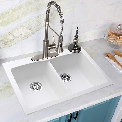 Enbol Egd T3322 W 33x22 Inch White Color Equal 50 50 Double Bowl