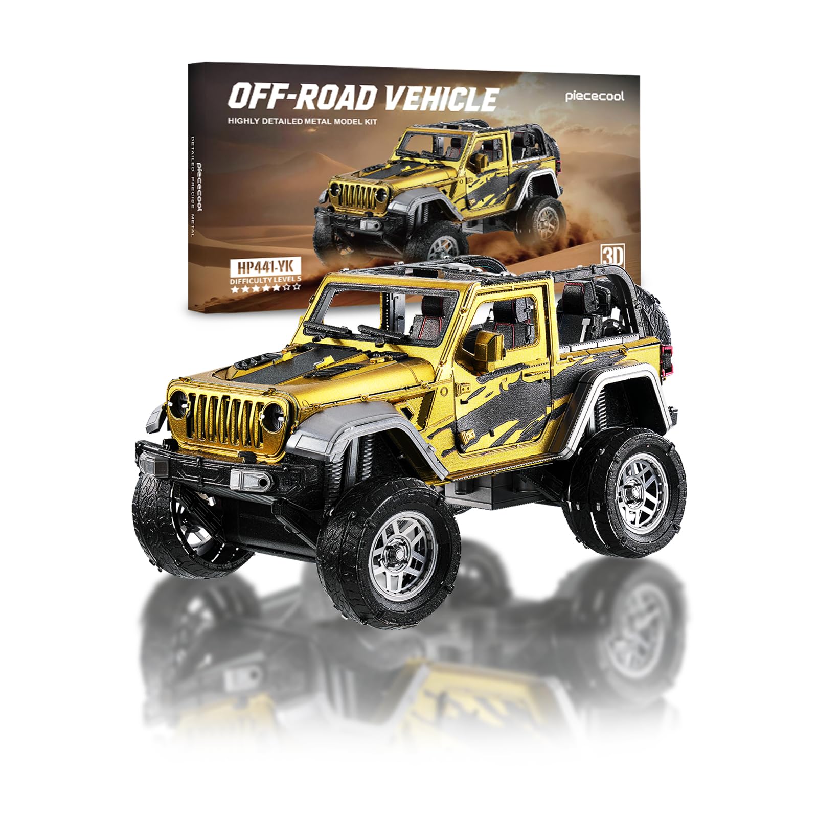 Piececool Metal 3D Puzzle Off-Road Vehicle, High difficulty Model Kits for Adults to Build, 304 Stainless Steel, Assembly is required, Challenging, Difficulty level 5