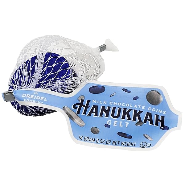 THE DREIDEL COMPANY 20 MESH BAGS ORIGINAL HANUKKAH GELT BLUE & SILVER COINS IN MESH BAGS, GLUTEN FREE, NON-GMO, KOSHER CERTIFIED