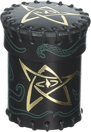 Board Game with Call of Cthulhu Leather Cup (8 Players), Black/Gold/Green