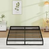 EMODA 7 Inch Queen Bed Frame No Box Spring Needed, Easy Assembly | Heavy Duty Metal Queen Platform BedFrame Queen Size with Steel Slats, Black