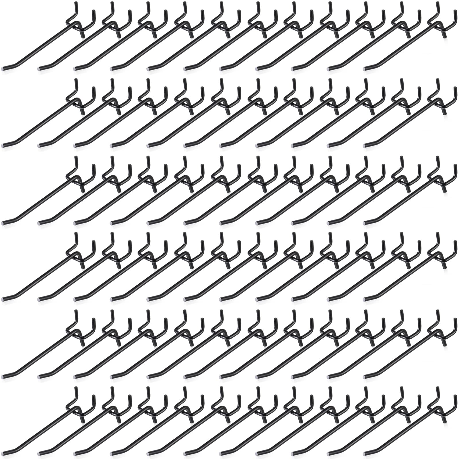Photo 1 of Shimeyao 100 Pcs Peg Board Shelving Hooks Stainless Steel Hanging Board Pegs Wall Display Hooks Bulk for 1/8 1/4 Garage Storage Organizer Accessories(4 Inch,Black)